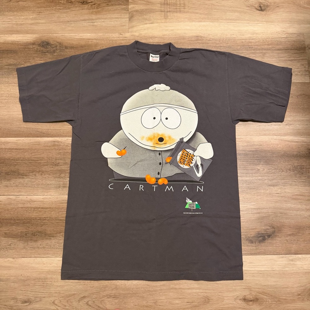 VTG 1998 Comedy Central South Park Cartman Cheesy Poofs Grey Shirt Men’s Large